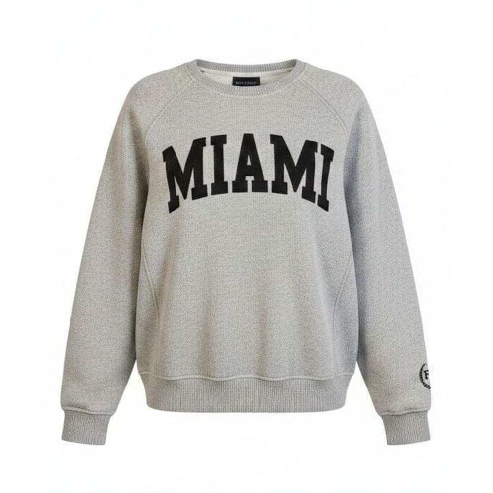 New York Popular Miami Collegiate Crewneck Sweatshirt Gray Size Small